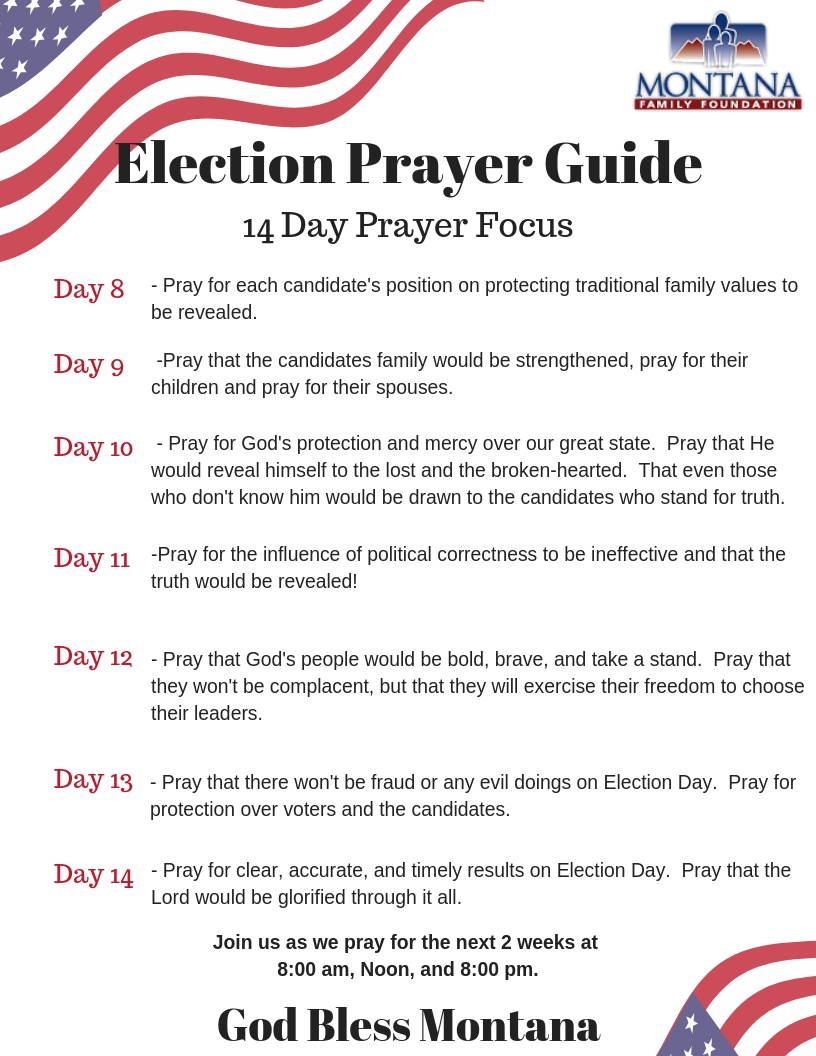 14 Day Election Prayer Guide Montana Family Foundation